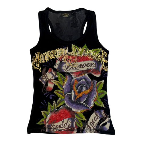 Authentic Christian Audigier Rhinestone Tank | Best Fit UK 6-8