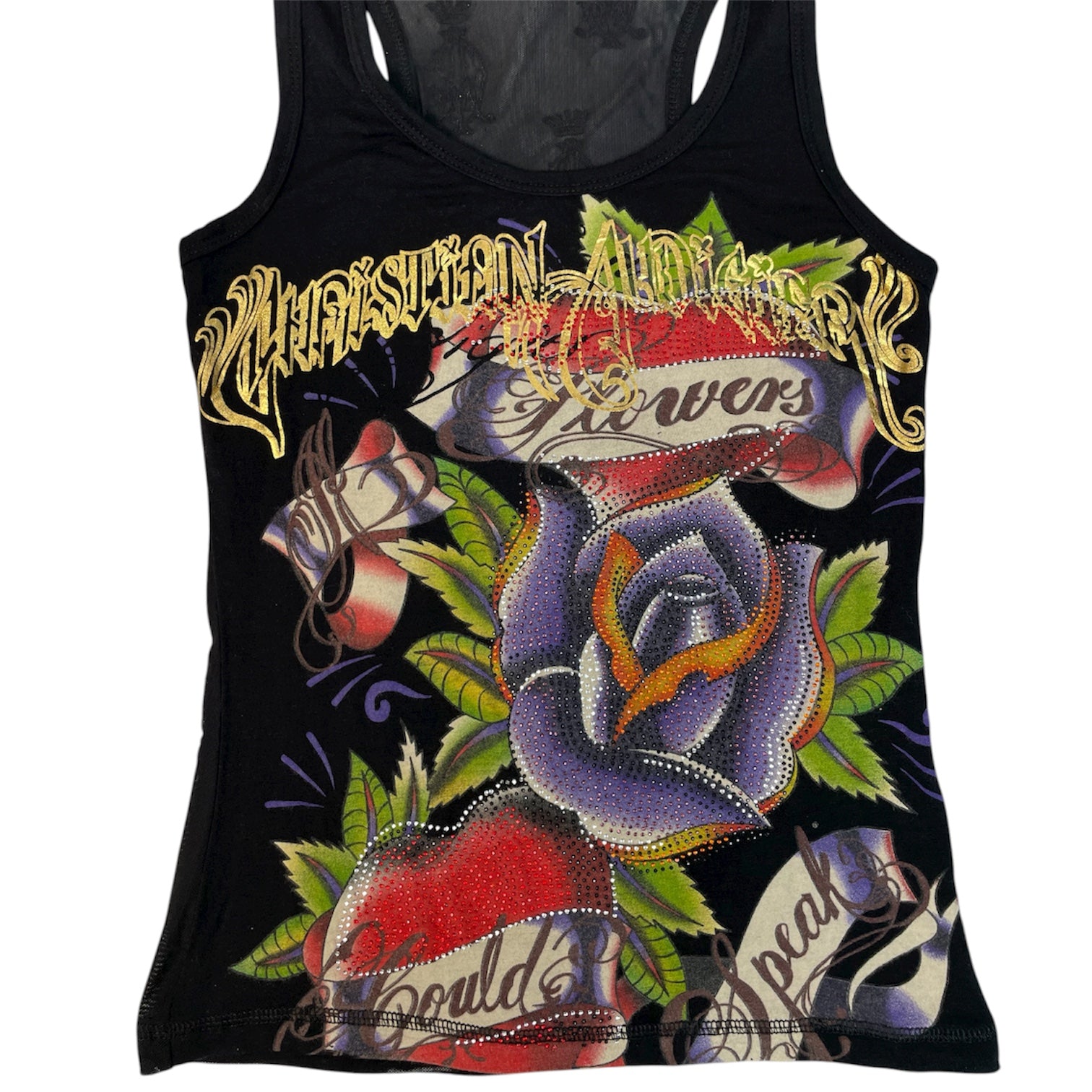 Authentic Christian Audigier Rhinestone Tank | Best Fit UK 6-8