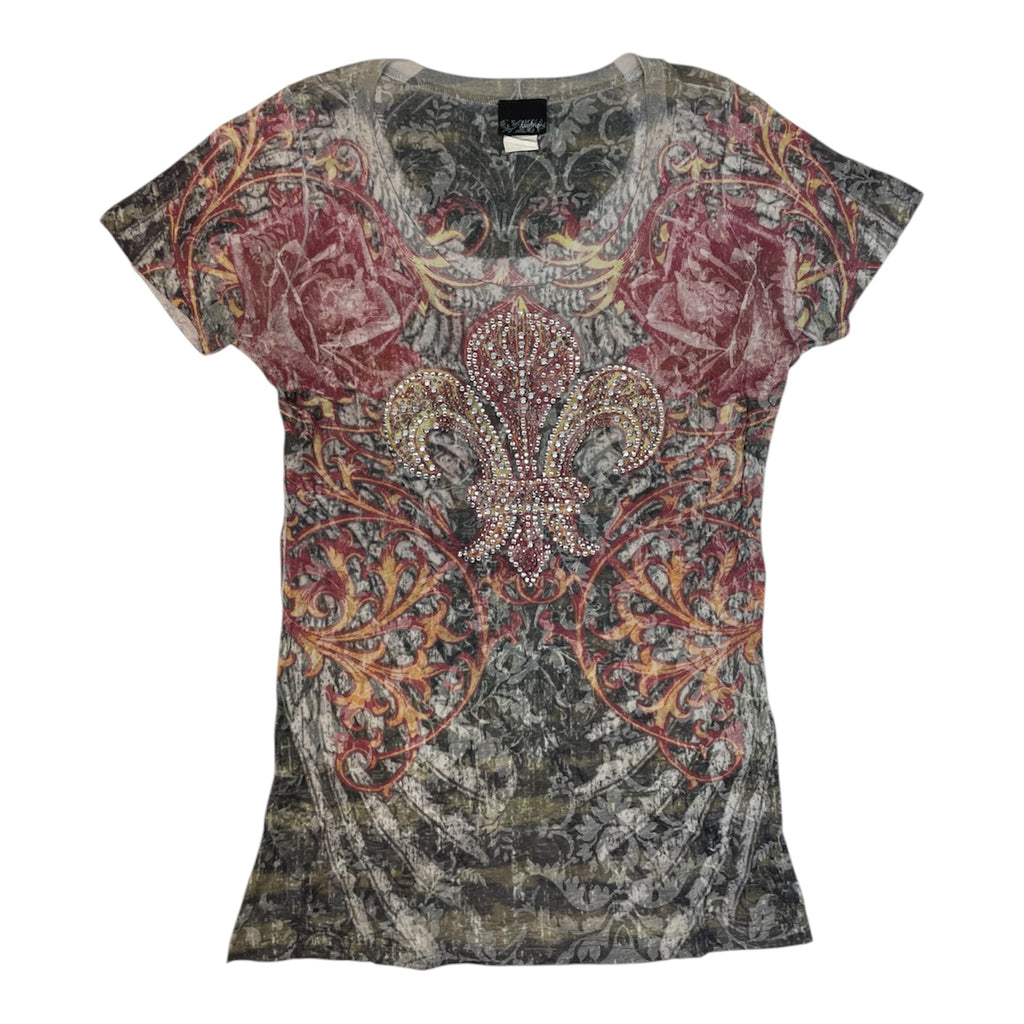 Vintage Daytrip Rhinestone Fleur-De-Lis Tee | Size S / UK 8