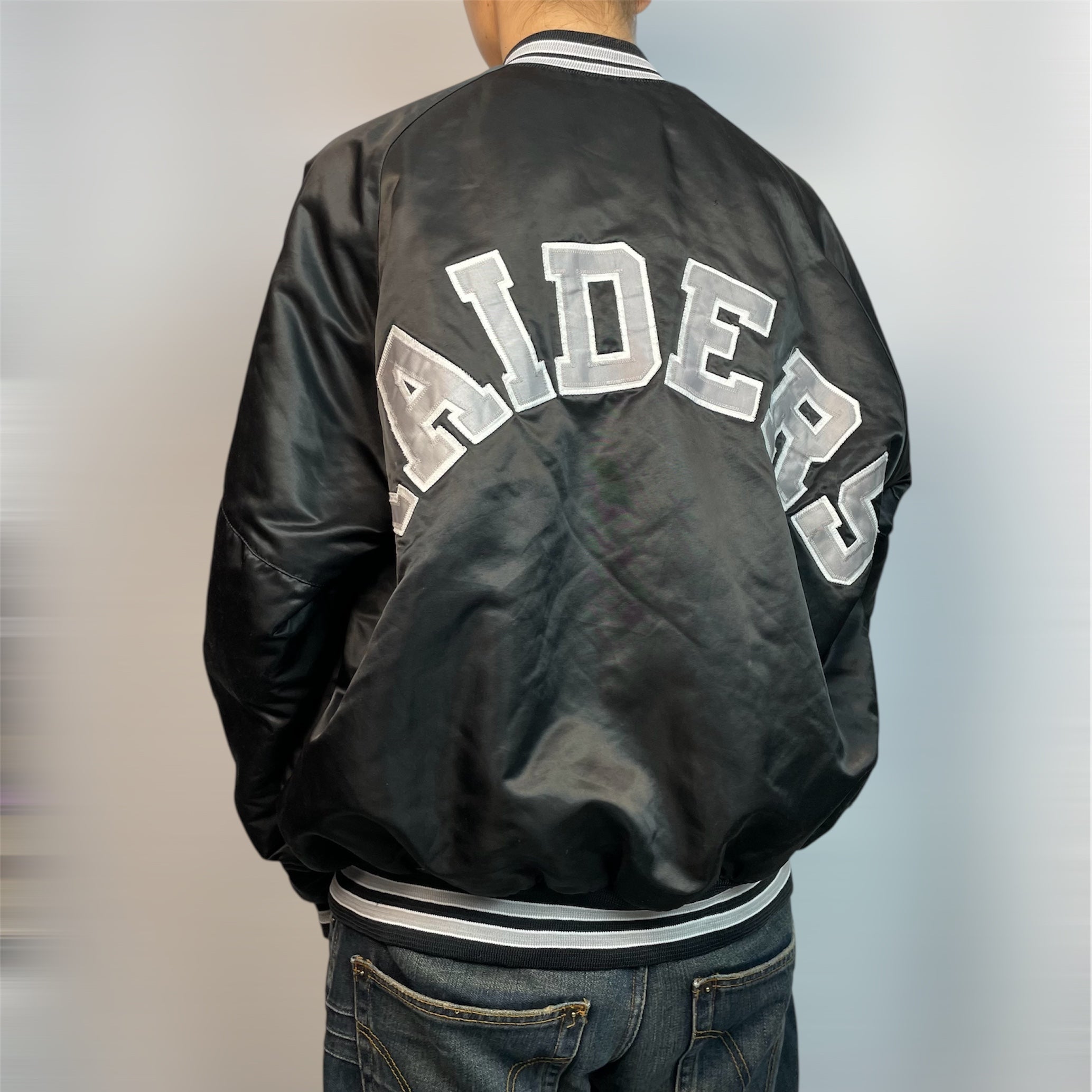 Vintage Los Angeles Raiders Satin Bomber Jacket -  Best Fit Men’s M