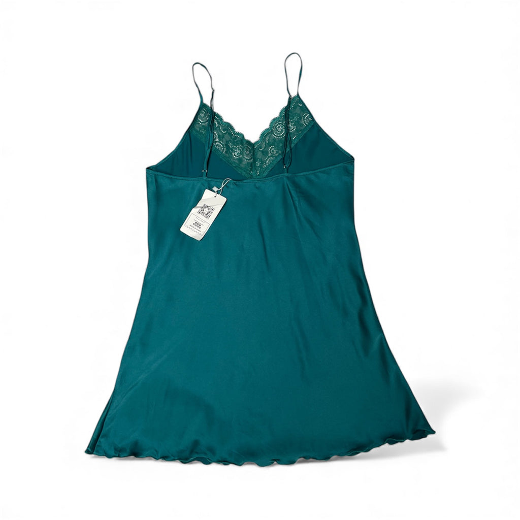 Ekouaer Emerald Green Satin Slip Dress | Size S / UK 8