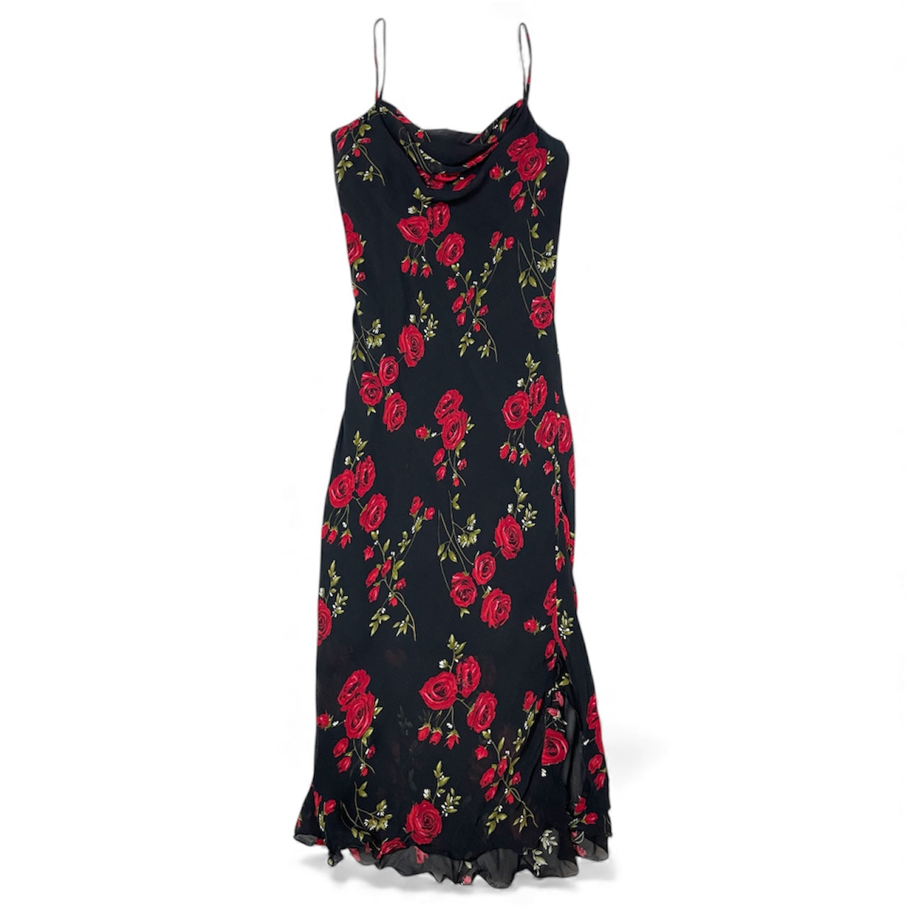 Vintage Moda Aliss Rose Print Cowl Neck Slip Dress | Best Fit UK 8