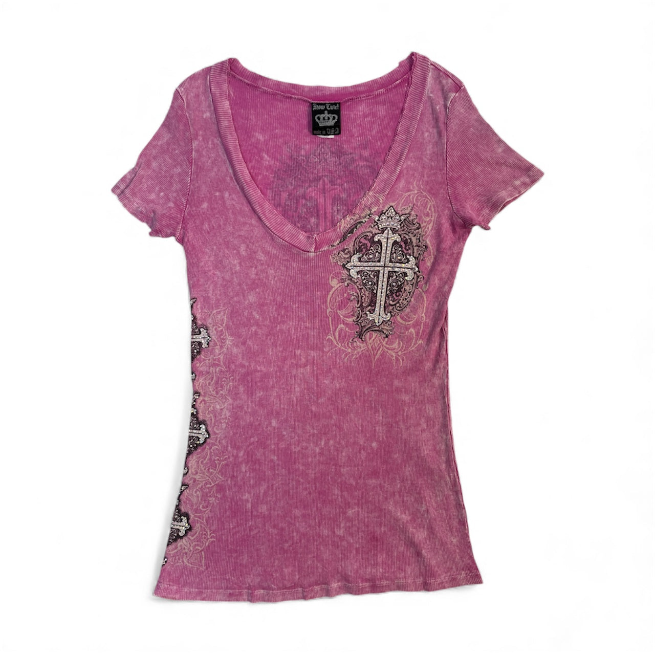 Y2K Tattoo Burnout Cross Tee | Best Fit Size UK 10