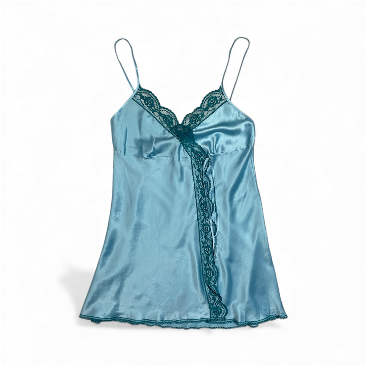 Y2K Victoria’s Secret Angels Blue Satin Lace Babydoll | Best Fit Size UK 8