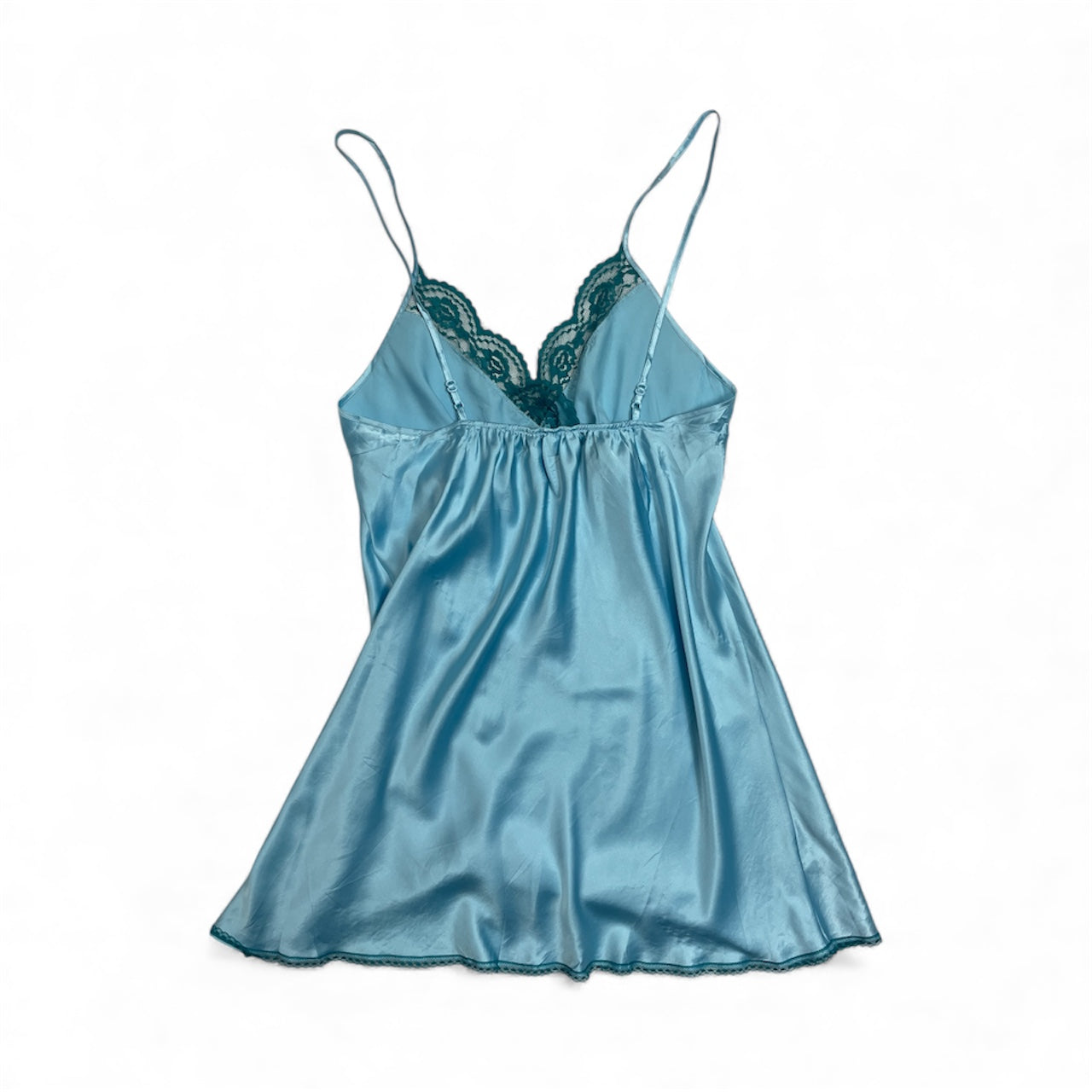 Y2K Victoria’s Secret Angels Blue Satin Lace Babydoll | Best Fit Size UK 8