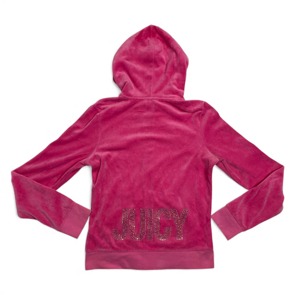 Y2K Juicy Couture Pink Velour Zip Hoodie | Best Fit Size UK 10