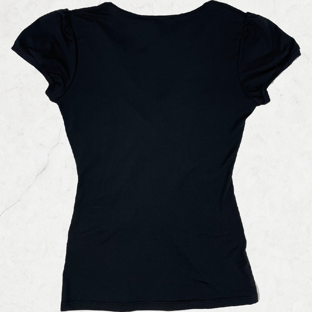 Roccobarocco Italy Black & White Cut-Out Ruched Top