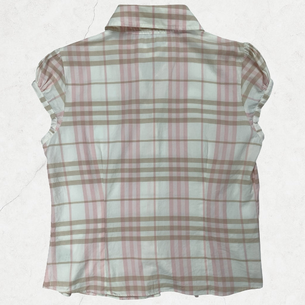 Burberry London Fitted Check Blouse – Pink Beige House Check (UK 8–10)