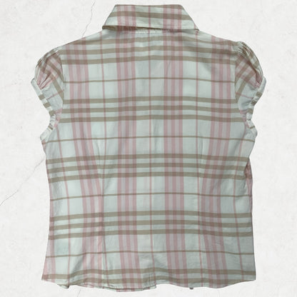 Burberry London Fitted Check Blouse – Pink Beige House Check (UK 8–10)