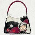 Y2K Betty Boop Patchwork Shoulder Bag - Magenta Handle, Polka-Dot Trim (38 cm x 24 cm)