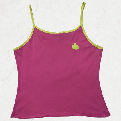Y2K “Come on! Baby” Cartoon Cami - Pink&Lime, Size M (UK 8–10)