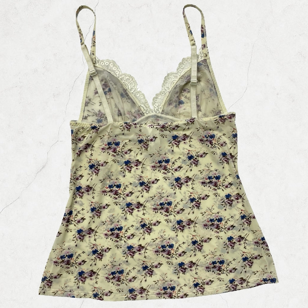 Tezenis Made-in-Italy Floral Lace Cami - Cream/Purple (Best Fit UK 6)