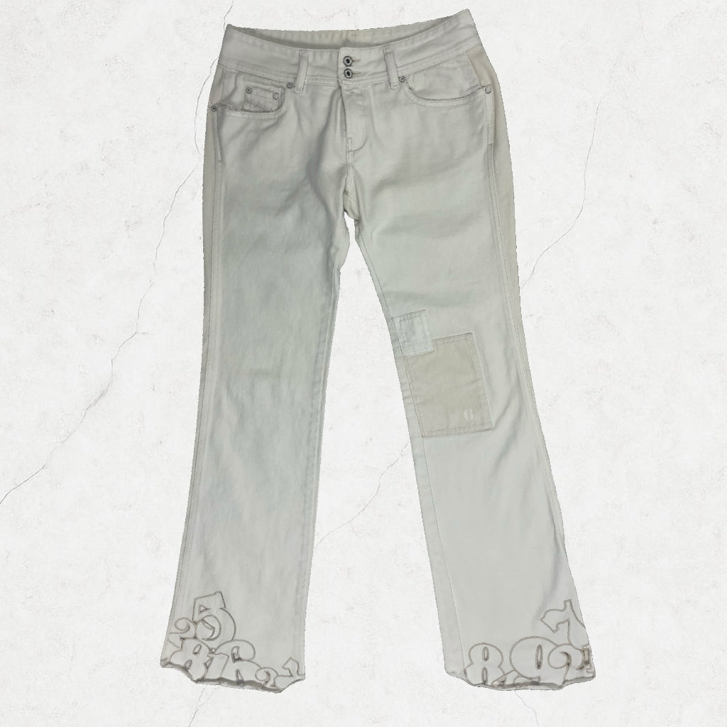 Y2K Diesel Number Patchwork Bootcut Jeans | W29, Best Fit UK 8-10