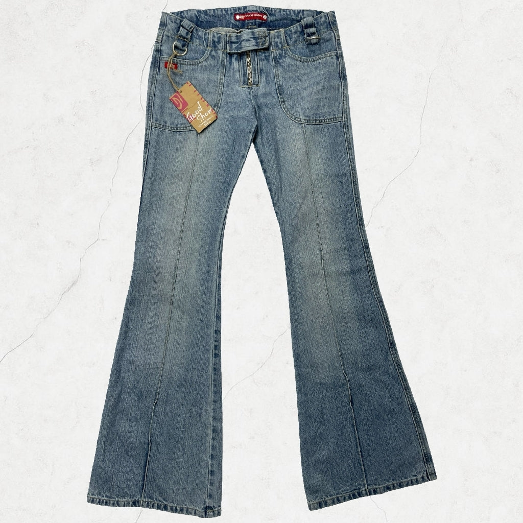 GOOD SHOW Deadstock Y2K Flare Jeans - W30.7 / UK 8-10