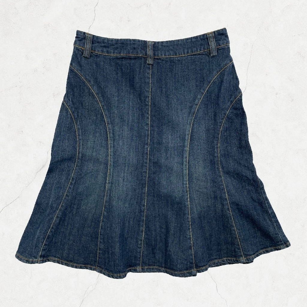 Y2K Cheer Panelled Denim Midi Skirt - W28" (UK 10)