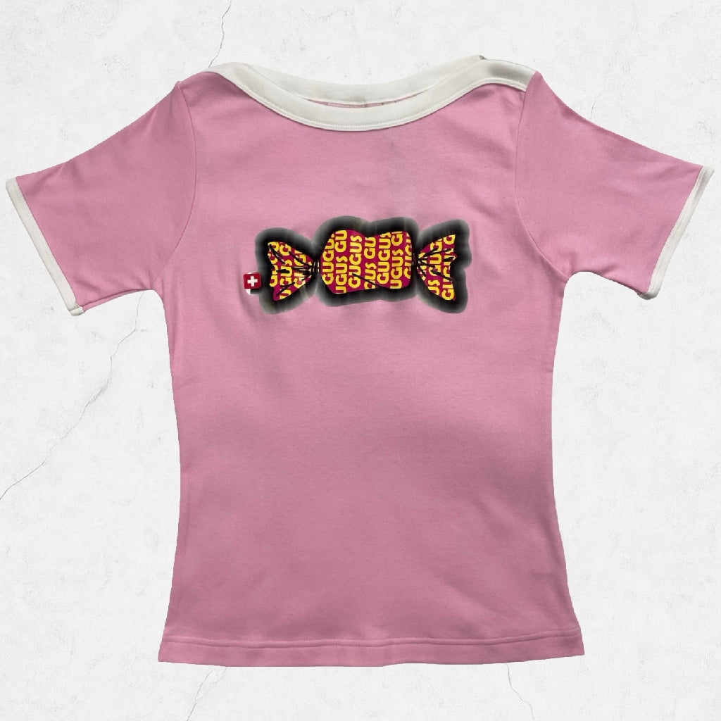 Deadstock Swiss “Gugus” Pink Candy Graphic T-Shirt - UK 8