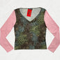 Gai Mattiolo GMT V-Neck Leopard & Pink Sleeve Top - UK 10