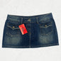 Pimkie Y2K Blue Denim Mini Skirt with Flap Pockets - UK 12 / W32"