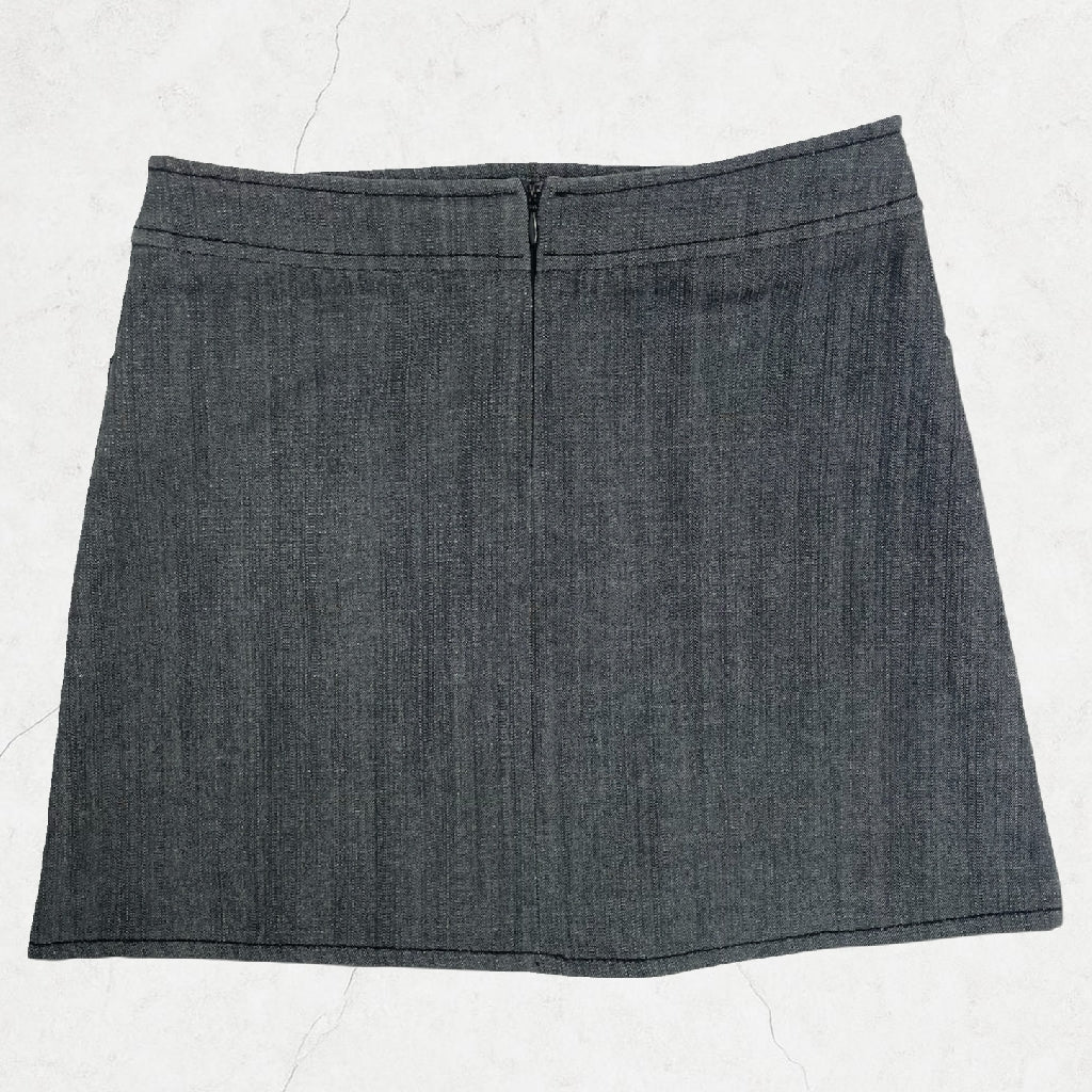 Y2K Little Princess Grey Pleated Mini Skirt with Crystal Charm | UK 6