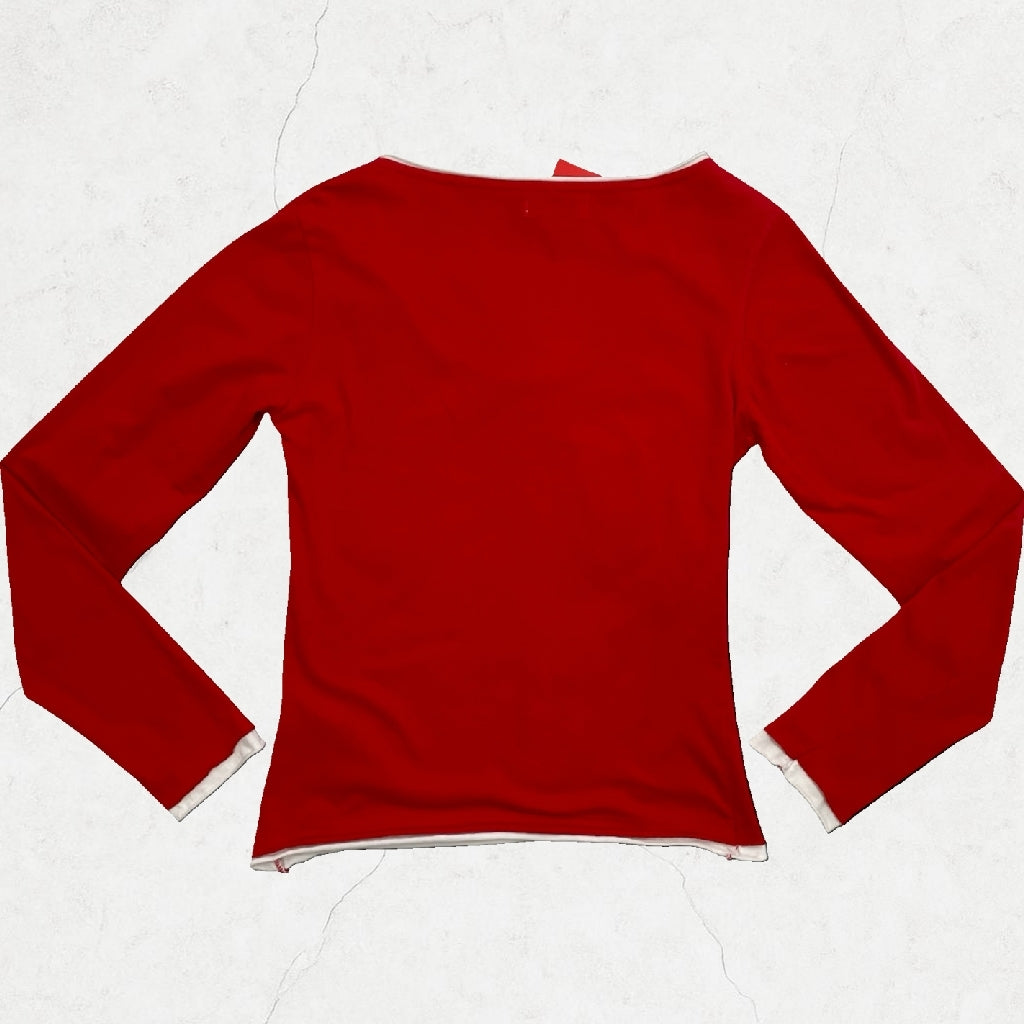 Terranova Red Contrast-Trim Scoop-Neck Top – UK 6 (XS)