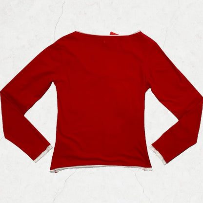 Terranova Red Contrast-Trim Scoop-Neck Top – UK 6 (XS)